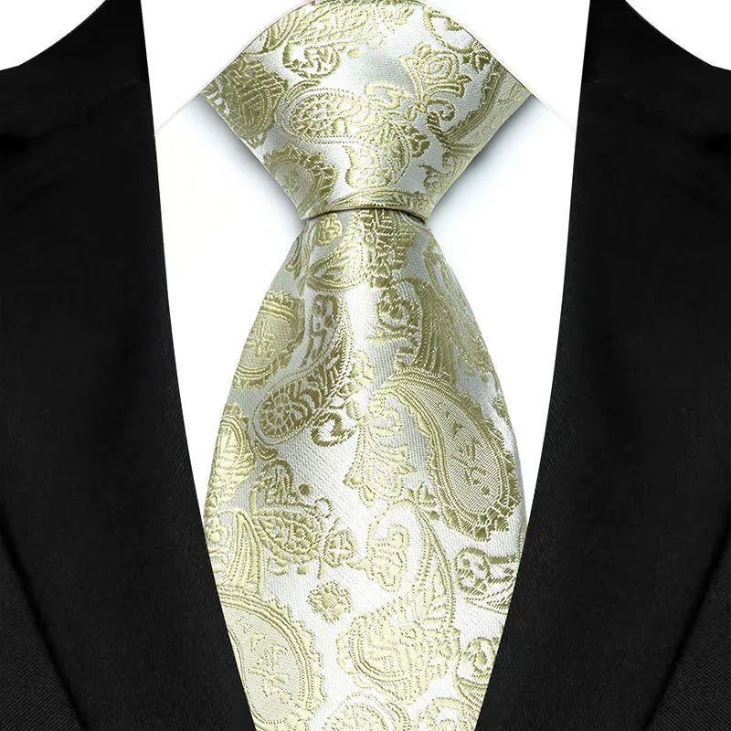 Luxury 8CM Mens Ties Solid Paisley Classic Business Necktie Jacquard Woven Neck ties For Men Groom Wedding Business Party