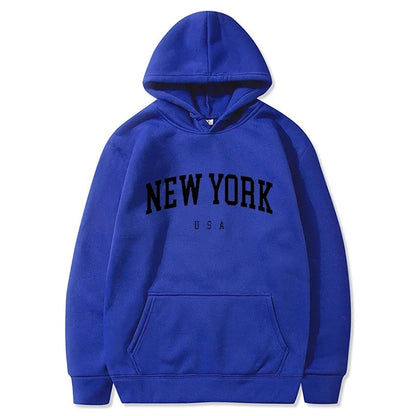 Women New York U.S.A City Hoodies Fashion Letter Printed Graphic Sweatshirts Loose CasuaMen l Harajuku Hooded Pullover Sportwear