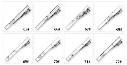 8pcs Tie Clips Metal Diamond With Box For Men Wedding Mens Necktie Clips Set Chrome Stainless Steel Jewelry Gentleman Ties Pin