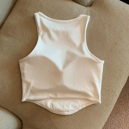 Summer Women Tank Tops Camisole  With Padded Bra Solid Color Sexy Off Shoulder O Neck Elastic Sport Vest  Push Up Base Shirt