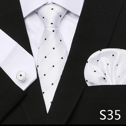 Men`s Tie Red Plaid print Jacquard Woven Tie Hanky Cufflinks Sets For Formal Wedding Business Party Free Postage