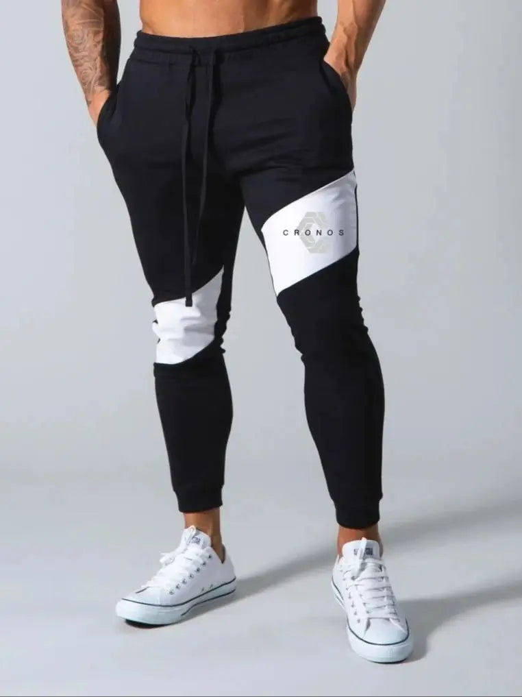 CRONOS GYM Print Pants Men Casual Sports Pants Running Workout Jogging Sportswear Men Patchwork Joggers Sweatpants Long Pants