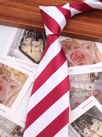 Brand Classic Black Red Solid Stripes 8 cm Polyester Tie For Men Suit Accessories Wedding Gravatas Fit Workplace Birthday Gift