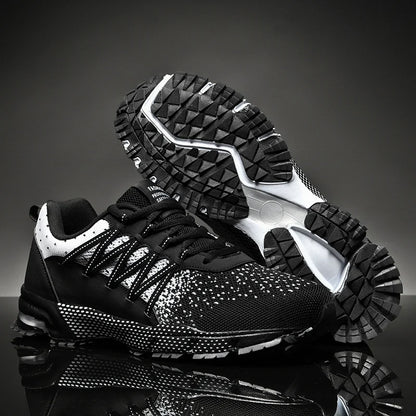 2025 Thick Soled Sports Shoes Youth Mesh Breathable Running Shoes Trend Spring Summer Korean Large Black and White Shoes walk