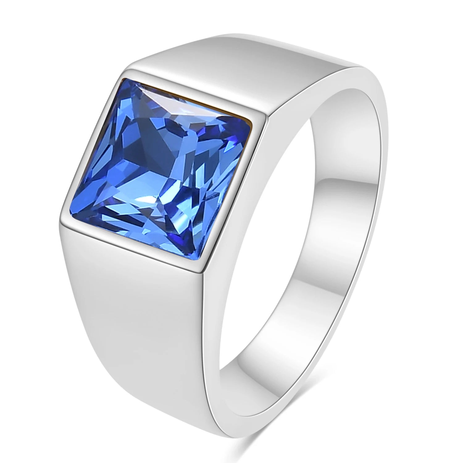 VQYSKO Big Square Cut Stone Signet Ring Exquisite Large Colour Quartz Cocktail Ring For Women Men Jewelry Party Gifts