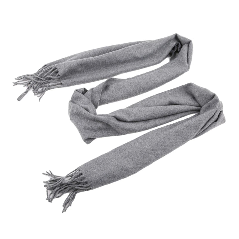 Tassel Scarfs Imitation Cashmere Men Solid Color Fashions Winter Warmth Windproof Thickened Elongated Scarf Women&
