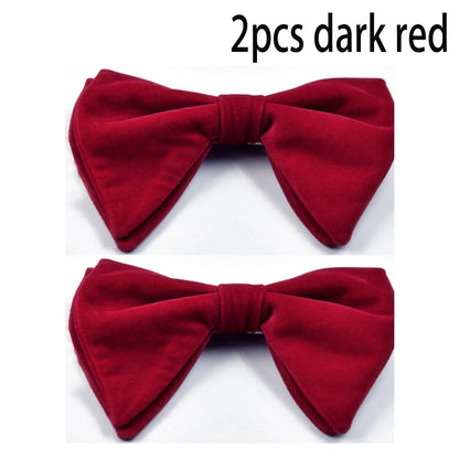 Mens Oversized Bow Tie Solid Velvet Bowtie Wedding Party Tuxedo Adjustable Necktie Big Bow Tie