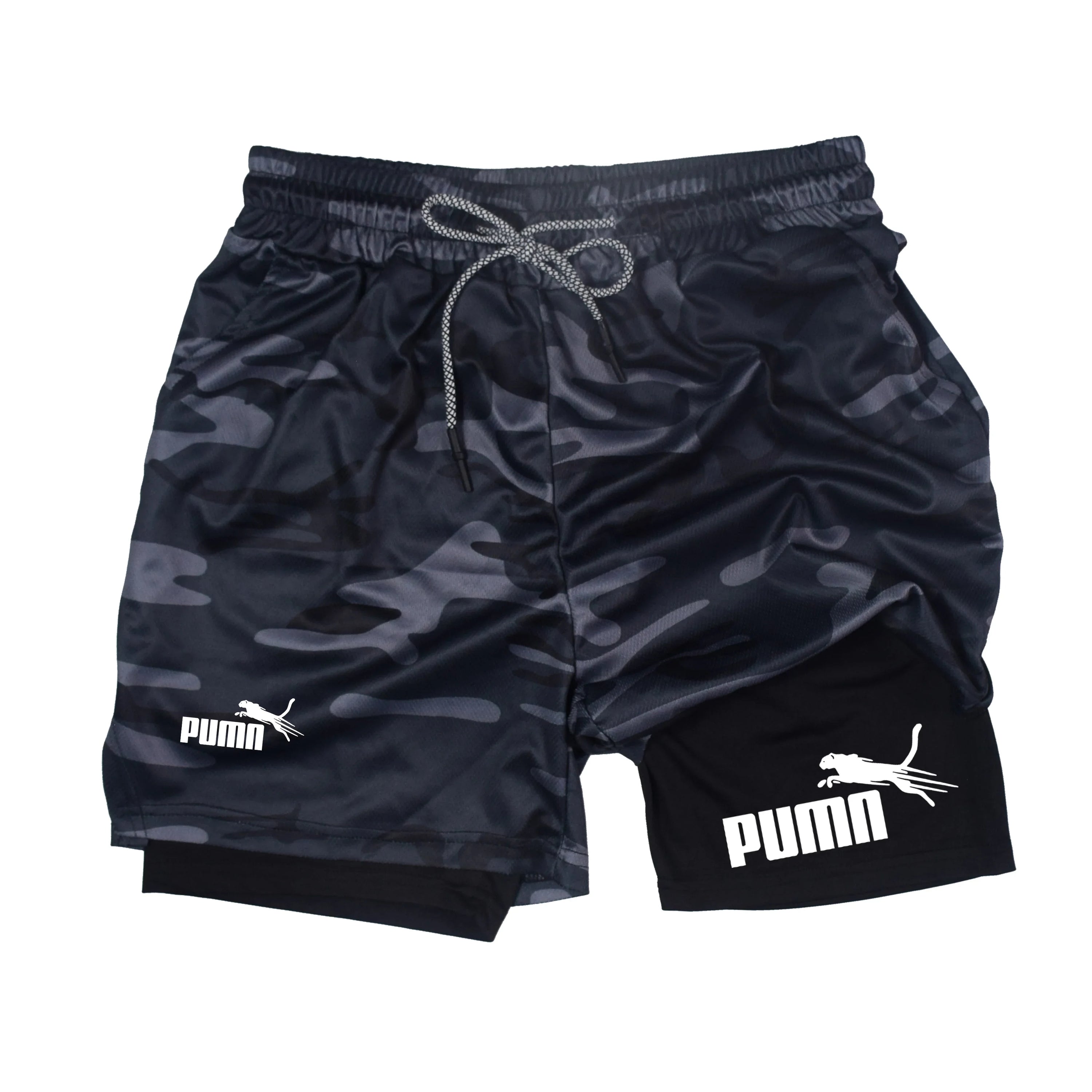 Summer breathable 2-in-1 double-layer shorts men&
