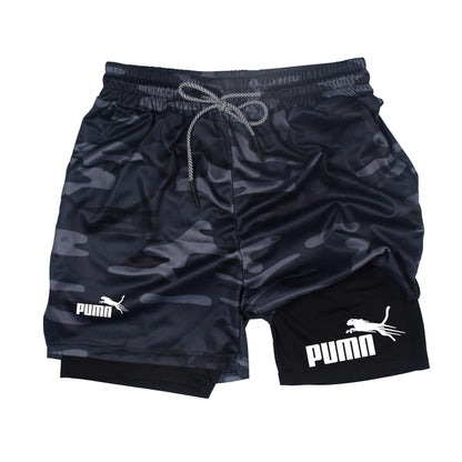 Summer breathable 2-in-1 double-layer shorts men&