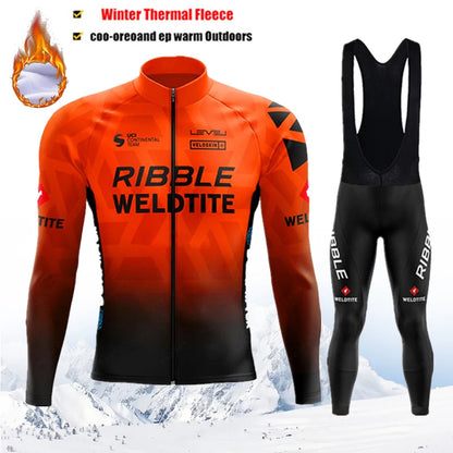 2025 Pro Warm Winter Thermal Fleece Cycling Jersey Sets Men Outdoor Riding MTB Ropa Ciclismo Bib Pants Set Team Cycling Clothing