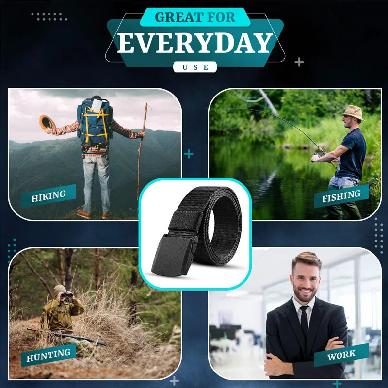 Tactical Belt for Man Golf Outdoor Casual Canvas Belt Black Training Trouser Belt Wide Automatic Buckle Nylon Belt Hunting Sport