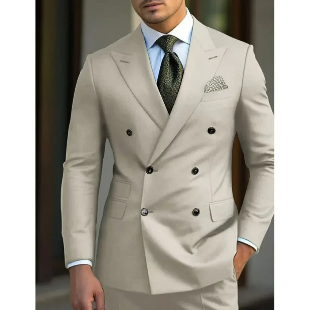 man 2 piece outfit set Pointed collar high-quality slim jackets men&