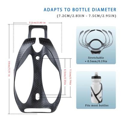 HUALONG No Logo 3K Carbon Fiber Bicycle Water Bottle Cage MTB Road Gravel Bike Water Bottle Holder Cages Matte Black, Weight (19