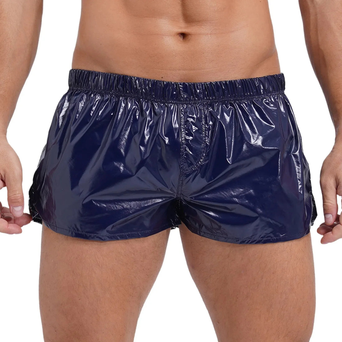 Swimwear Mens Swimsuit Low Rise Sides Slit Swim Shorts Slim Fit Glossy Swimming Trunks Beach Pool Party Nightclub Costume