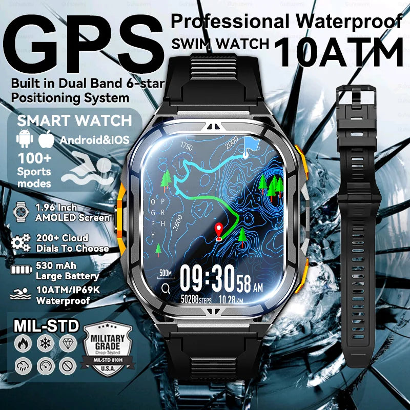 Outdoor TREX3 Smartwatch GPS 10ATM Waterproof Compass Altimeter 530mAh Battery Bluetooth Call Men Sports Smart Watch GUHUAVMI
