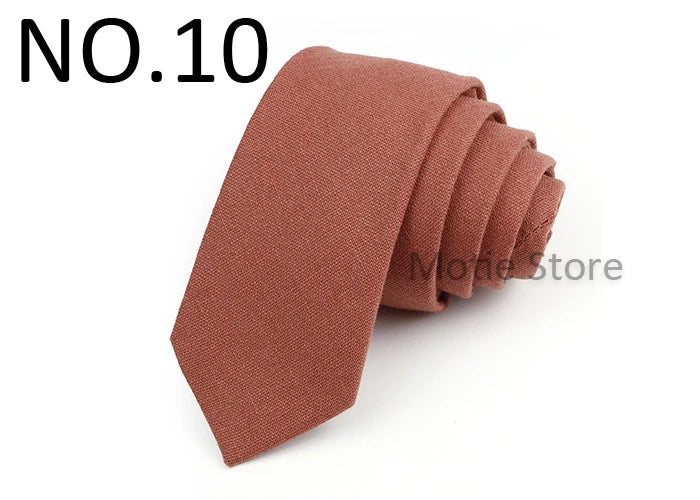 Mens Ties 6cm Classic Cotton Handmade Skinny Neck Ties For Men Soild Color Narrow Collar Slim Orange Grey Blue Tie Casual Tie