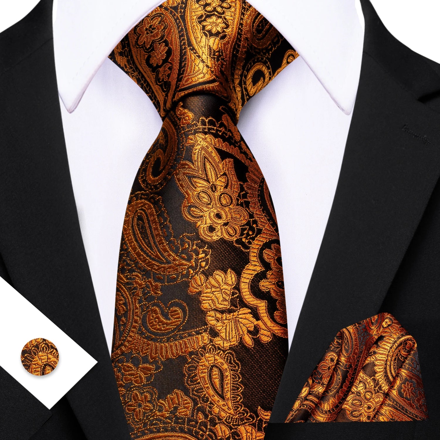 Barry.Wang Jacquard Brown &amp; Gold Men&