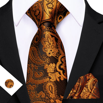 Barry.Wang Jacquard Brown &amp; Gold Men&