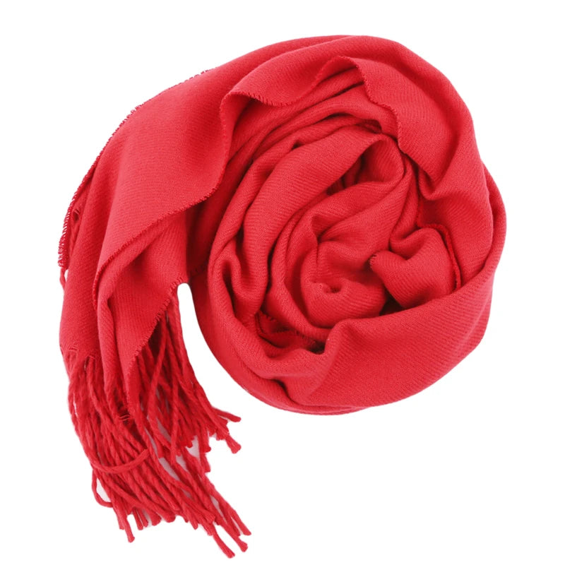 Tassel Scarfs Imitation Cashmere Men Solid Color Fashions Winter Warmth Windproof Thickened Elongated Scarf Women&