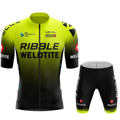 Ribble Weldtite Pro Team Cycling Jersey Set Summer Breathable Bicycle Men&