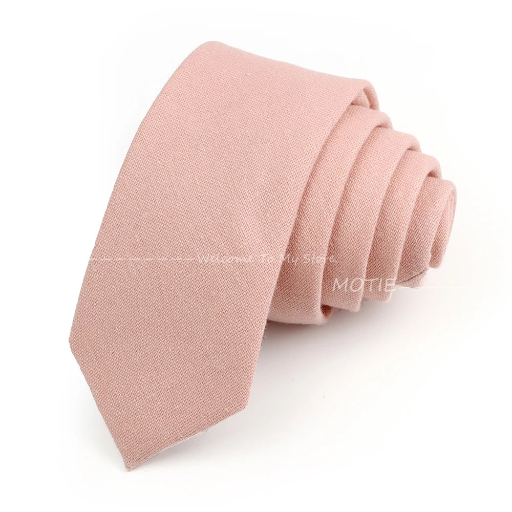 Mens Ties 6cm Classic Cotton Handmade Skinny Neck Ties For Men Soild Color Narrow Collar Slim Orange Grey Blue Tie Casual Tie