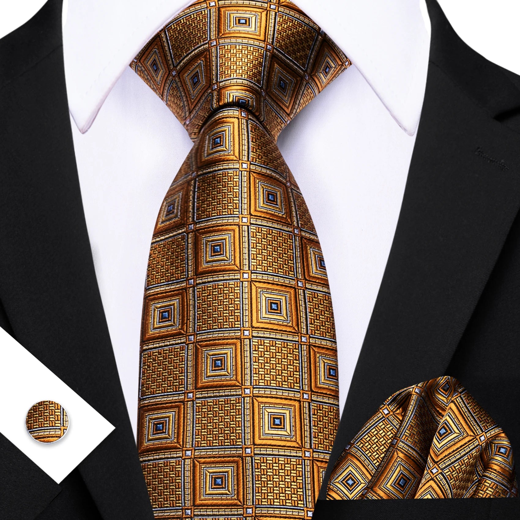 Barry.Wang Jacquard Brown &amp; Gold Men&