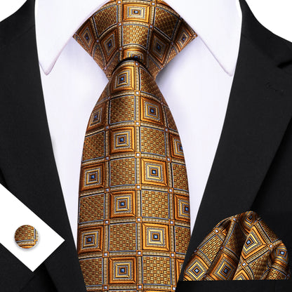 Barry.Wang Jacquard Brown &amp; Gold Men&