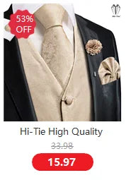 Hi-Tie Silk Mens Ascot Hanky Cufflinks Set Black Yellow White Paisley Cravat Tie Vest Dress Ascots Self Vintage Jacquard Woven