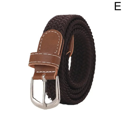 100cm Casual Knitted Pin Buckle Men Belt Woven Canvas Elastic Expandable Braided Stretch Belts For Women Jeans Female Belt