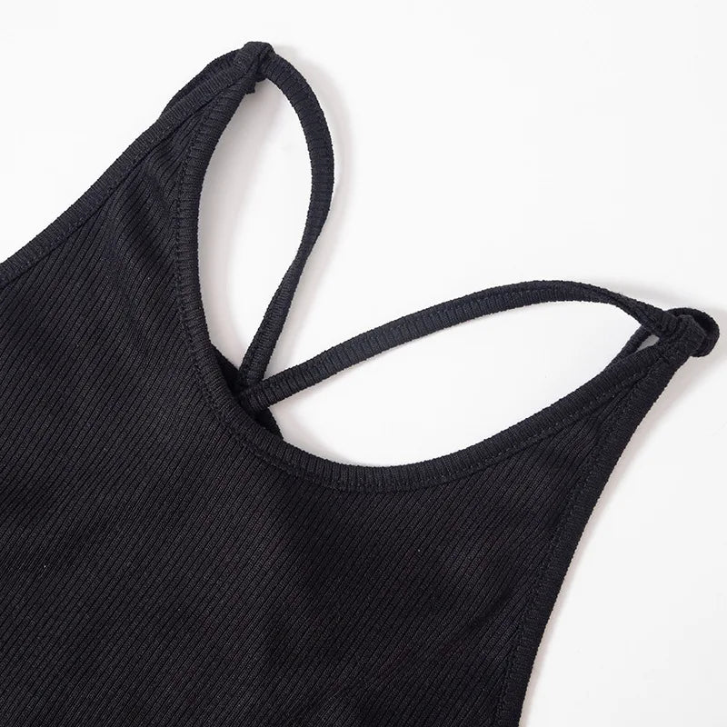 Y2K Backless Crop Top for Women Sleeveless Sexy Cute Black Vest Tank Top Summer Fashion Cropped Vest 2000s Style Female Clothing