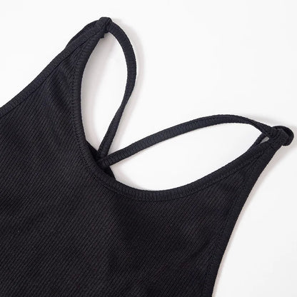 Y2K Backless Crop Top for Women Sleeveless Sexy Cute Black Vest Tank Top Summer Fashion Cropped Vest 2000s Style Female Clothing