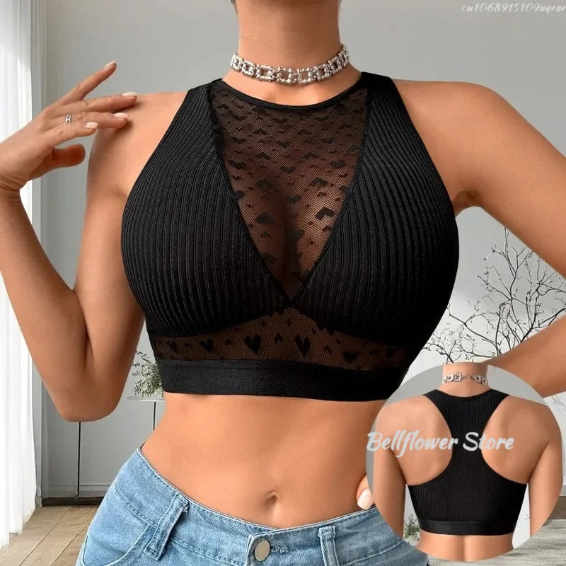Women Sexy Tank Tops Fishnet Hollow Out Sports Off Shoulder Crop Top Female Outwear Stretch Comfortable Casual Tanks Chic Vest