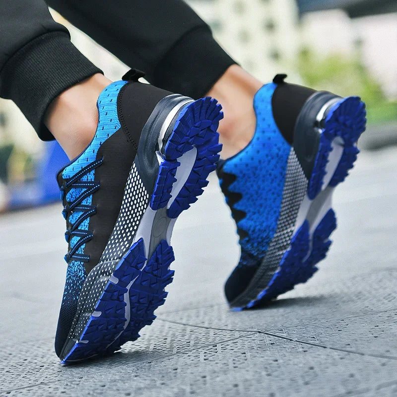 2025 Thick Soled Sports Shoes Youth Mesh Breathable Running Shoes Trend Spring Summer Korean Large Black and White Shoes walk