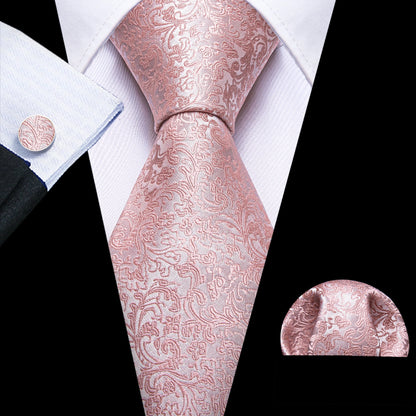 Barry.Wang Colorful Men Tie Handkerchief Cufflinks Set Novelty Floral Necktie for Male Designer Wedding Business Party Gift