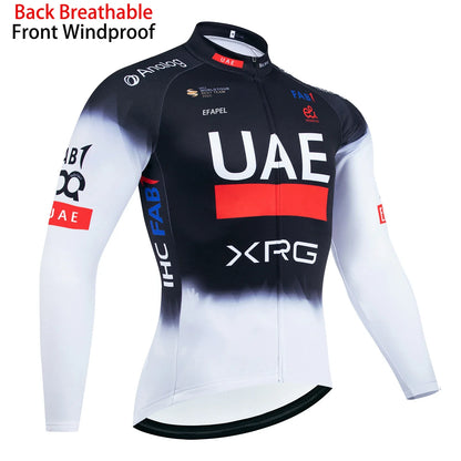 High Quality Cycling Clothing UAE Cycling Jersey Long Sleeve Windbreaker Bike Maillot Ropa Ciclismo Bicycl Jersey Tops 3 Pockets