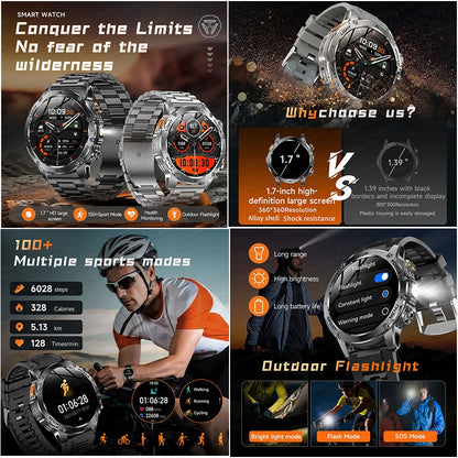 T-Rex 3 Military Grade 1000mAh Battery Smart Watch IP68 Waterproof GPS Bluetooth call AMOLED HD Men Sports 2026 New Smartwatch