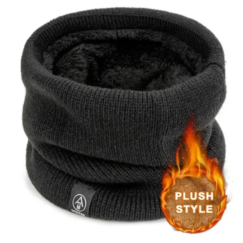 Warm Knitted Scarf Thickened Plush Windproof Winter Neck Gaiter Cold-proof Outdoor Sport Skiing Running Men Women Tube Scarf