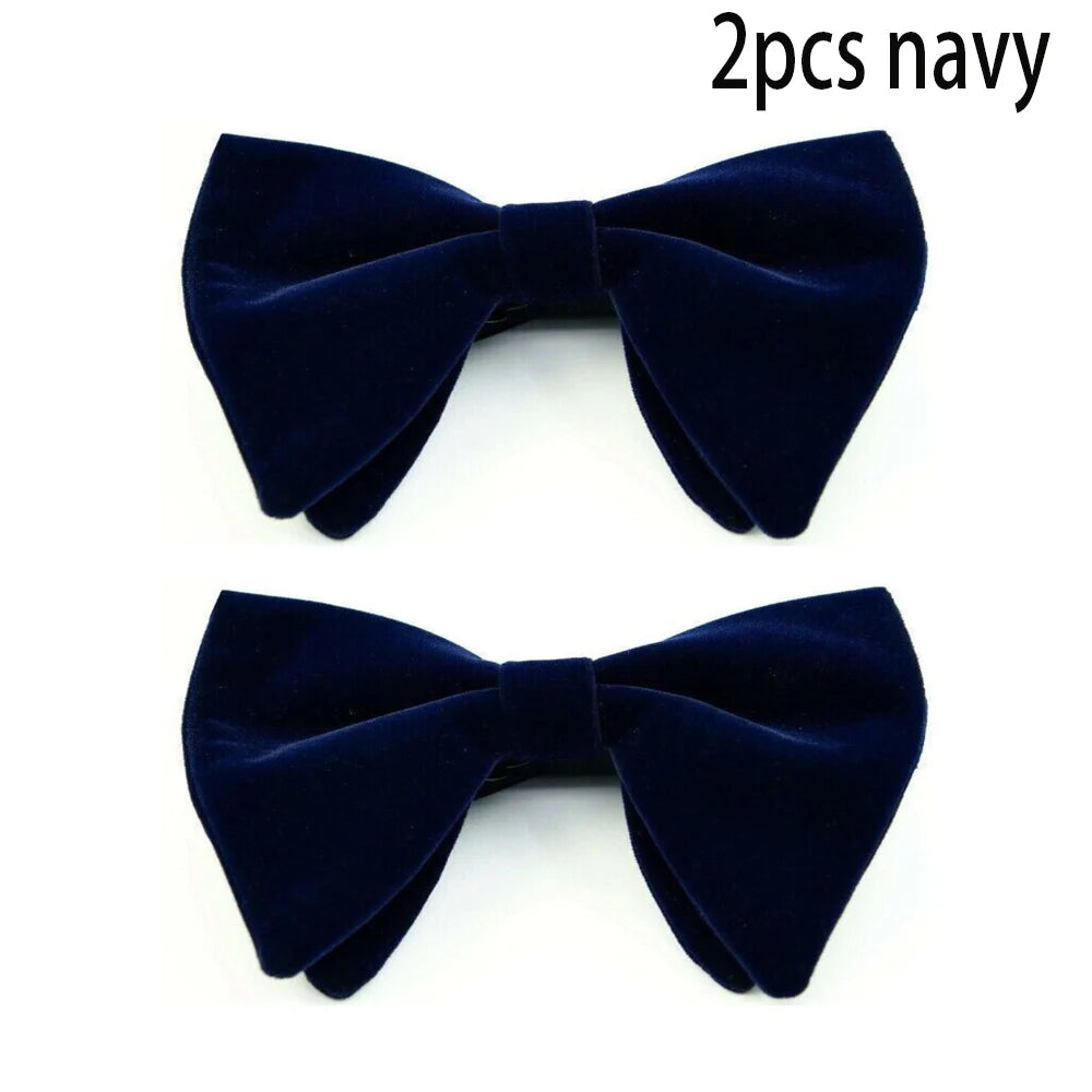 Mens Oversized Bow Tie Solid Velvet Bowtie Wedding Party Tuxedo Adjustable Necktie Big Bow Tie