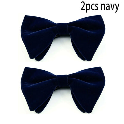 Mens Oversized Bow Tie Solid Velvet Bowtie Wedding Party Tuxedo Adjustable Necktie Big Bow Tie