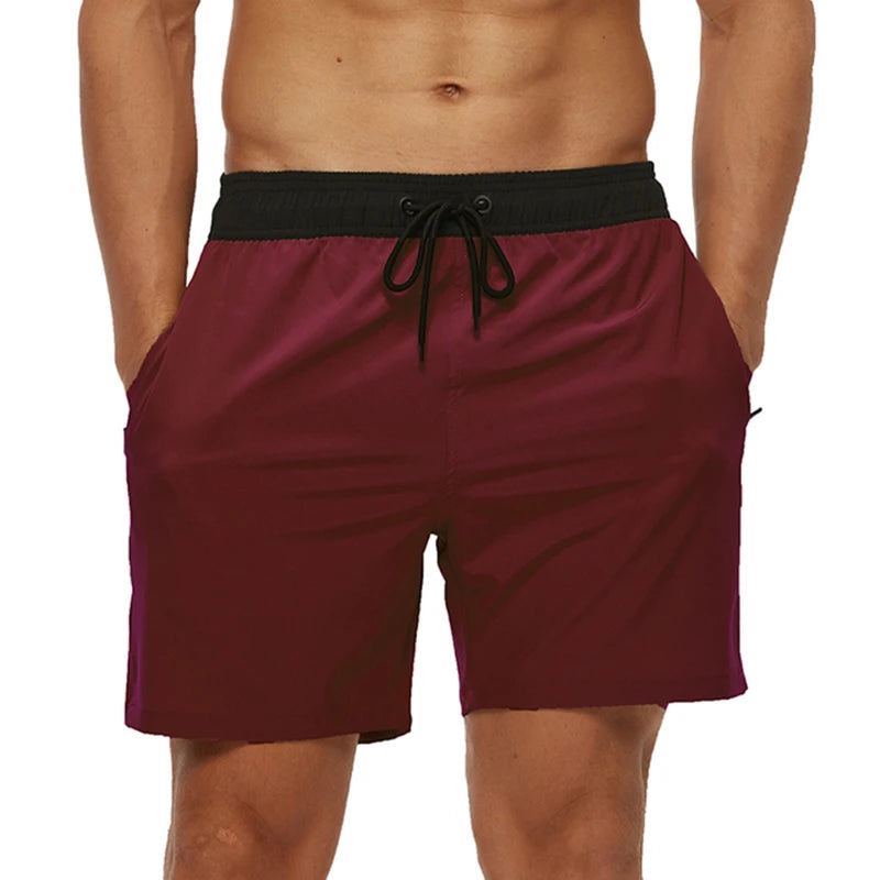Datifer Summer 2026 Mens Shorts Solid Color Gym Mesh Liner With Zipper Pockets Beach Quick Dry Bermudas Masculina Swimsuits