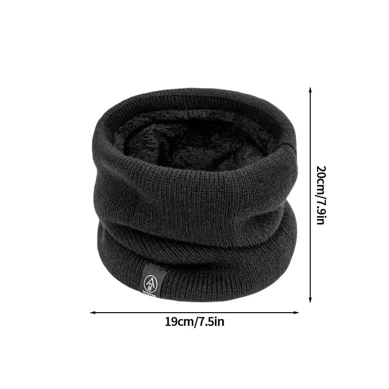 Warm Knitted Scarf Thickened Plush Windproof Winter Neck Gaiter Cold-proof Outdoor Sport Skiing Running Men Women Tube Scarf