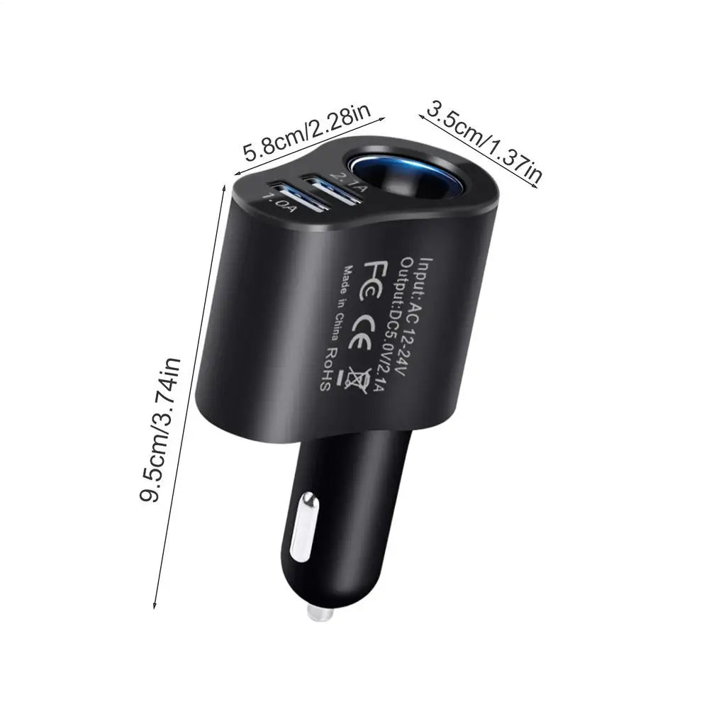 3 In1 USB Car Charger 12v/24v Car Splitter Adapter Fast double Charging Outlet Smart 80w Multifunctional Car Phone Charger