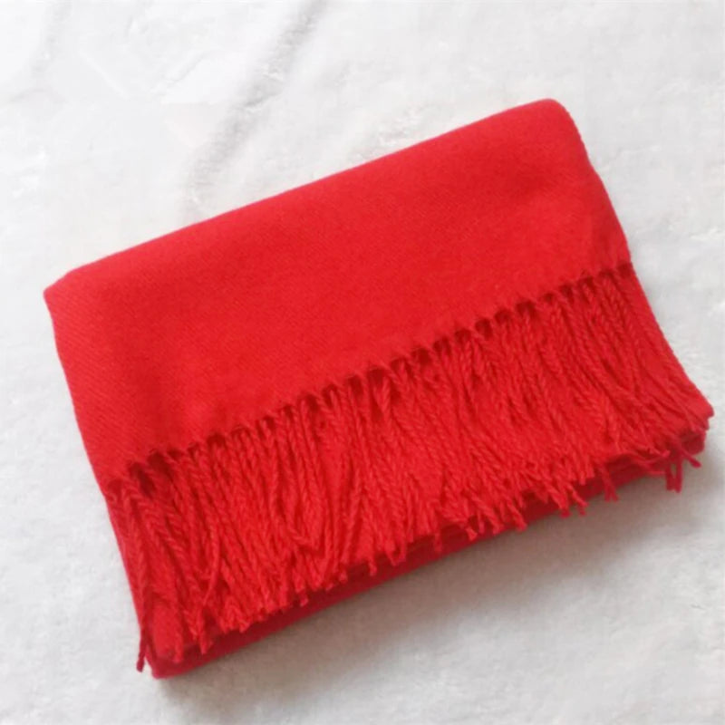 Tassel Scarfs Imitation Cashmere Men Solid Color Fashions Winter Warmth Windproof Thickened Elongated Scarf Women&