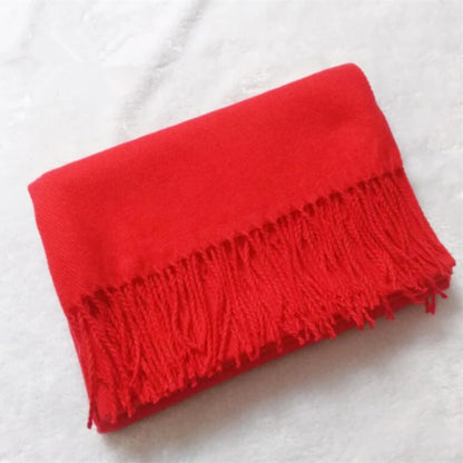 Tassel Scarfs Imitation Cashmere Men Solid Color Fashions Winter Warmth Windproof Thickened Elongated Scarf Women&