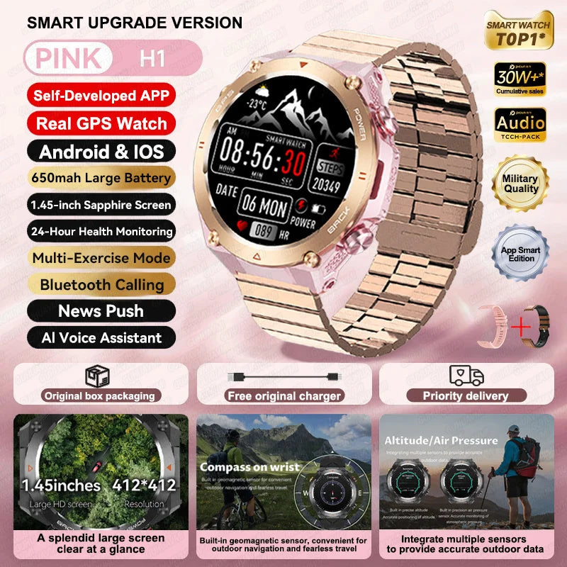 2025 New For Xiaomi GPS Sports Smart Watch Men Waterproof Fitness Trackr Bluetooth call 650Mah Battery Smartwatch Woman Bracelet