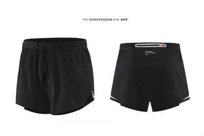 New Comb-woven Double-layer Running Shorts Men&