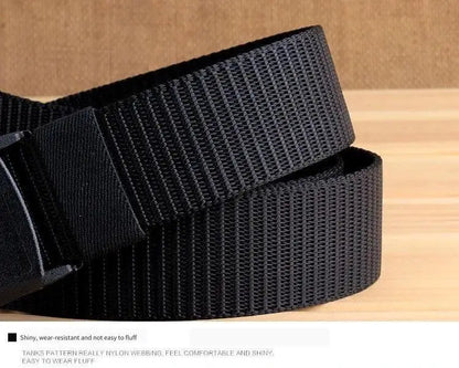 Tactical Belt for Man Golf Outdoor Casual Canvas Belt Black Training Trouser Belt Wide Automatic Buckle Nylon Belt Hunting Sport