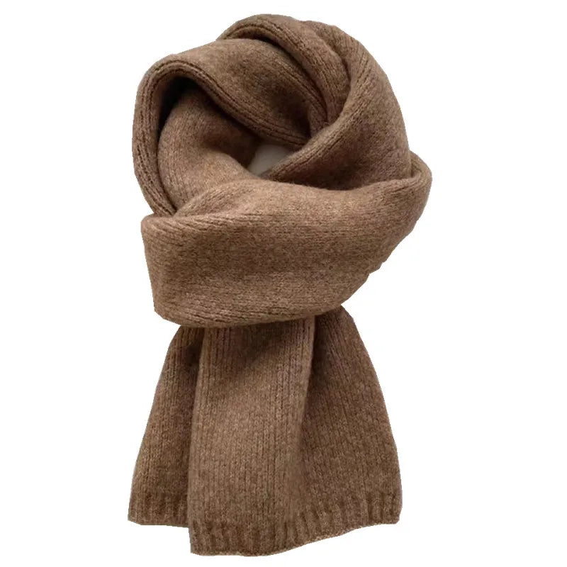Sheep Wool Scarf for Men and Women, Couple Winter Thick Long Keep Warm Scarves, Solid Color Knitted Scarfs, Versatile and Warm