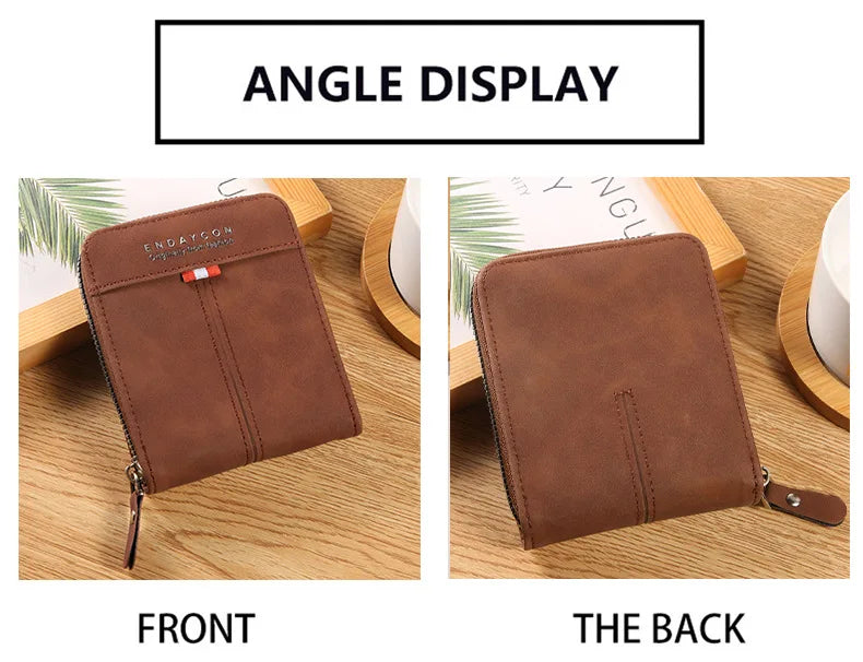 Vintage Credit Card Holder Men Wallets Business Short Coin Purse Zipper Hand Money Bag  Bank Cardholder Case Small Male Walet