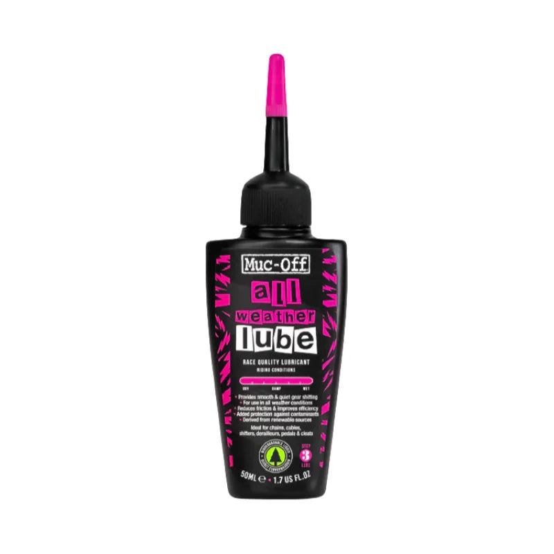 Muc-Off Bicycle Chain Lube 50ML Wet Dry All Weather Wax Formula Smooth Shifting Reduces Friction Road Bike Lubricant